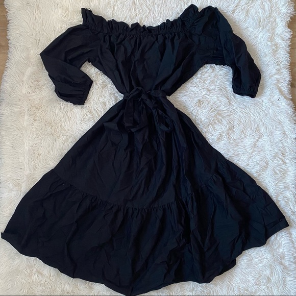 ◾️Eloquii Ruffle Off Shoulder Dress With Waist Tie Belt - Picture 4 of 7